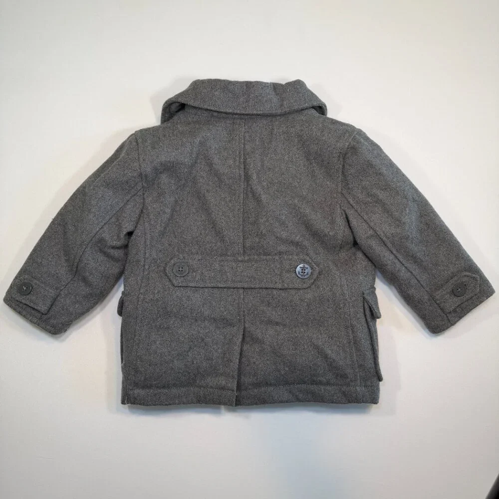BABY GAP Gray Wool Double Breasted Pea Coat 18-24 Mos